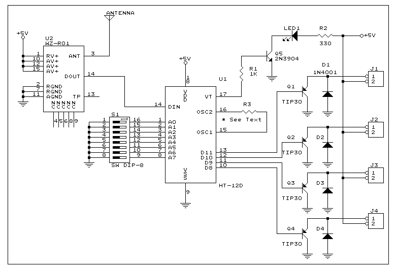RF 4 channels receiver circuit