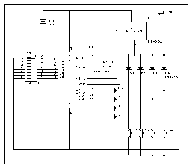 RF 4 channels remote Transmitter